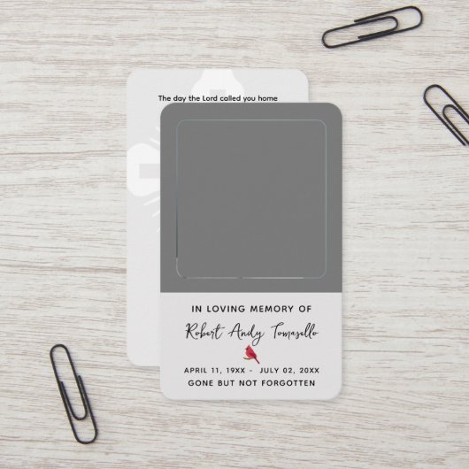 （鳥）ショウジョウコウカンチョウ葬儀記念祈りの言葉フォトカード 名刺 (正面/裏面インサイチュ)