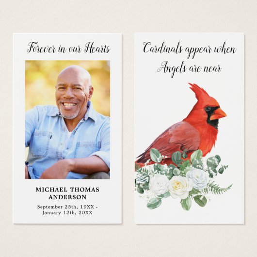 （鳥）ショウジョウコウカンチョウ記念カスタム写真葬式祈りの言葉カード (正面&裏面)