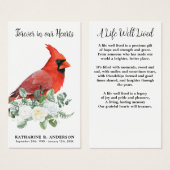 （鳥）ショウジョウコウカンチョウ記念フローラ葬儀祈りの言葉カード (正面&裏面)