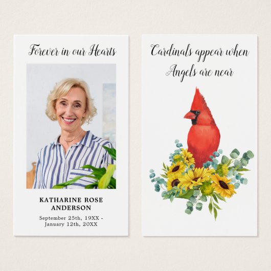 （鳥）ショウジョウコウカンチョウ記念写真葬式祈りの言葉カード (正面&裏面)