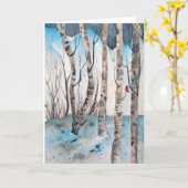 (鳥)ショウジョウコウカンチョウ訪問 カード (黄色い花)