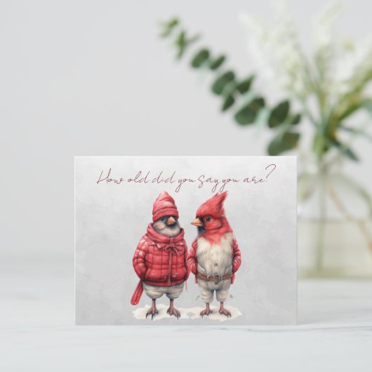 （鳥）ショウジョウコウカンチョウ誕生日カード何歳と言った ポストカード (スタンド正面)