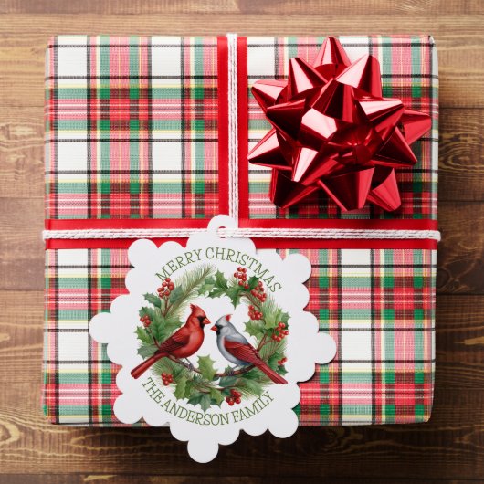 （鳥）ショウジョウコウカンチョウ赤と白クリスマス オーナメントカード (インサイチュ (ギフト))