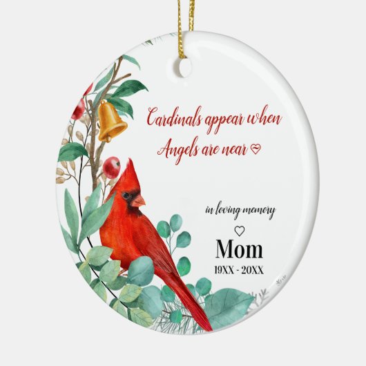 （鳥）ショウジョウコウカンチョウ追悼の記念パーソナライズされた写真 セラミックオーナメント (左)