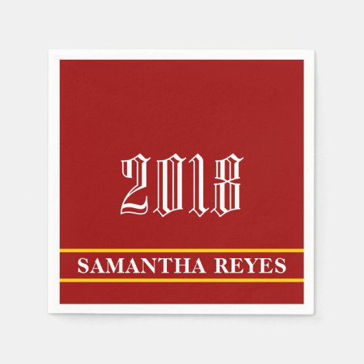 （鳥）ショウジョウコウカンチョウ金ゴールドと白/カスタムカラー卒業 スタンダードカクテルナプキン (正面)