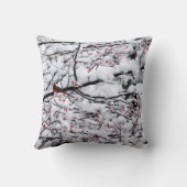 （鳥）ショウジョウコウカンチョウ雪の木の写真 クッション (裏面)