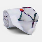 (鳥)ショウジョウコウカンチョウ雪の木の写真 ネクタイ (ロール)