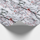 （鳥）ショウジョウコウカンチョウ雪の木の写真 ラッピングペーパー (角)