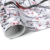 （鳥）ショウジョウコウカンチョウ雪の木の写真 ラッピングペーパー (ロールコーナー)