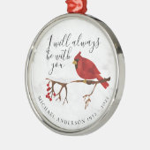 （鳥）ショウジョウコウカンチョウ雪クリスマスの記憶 メタルオーナメント (左)