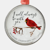 （鳥）ショウジョウコウカンチョウ雪クリスマスの記憶 メタルオーナメント (正面)