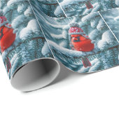 (鳥)ショウジョウコウカンチョウ鳥の冬の帽子 ラッピングペーパー (ロールコーナー)
