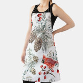 (鳥)ショウジョウコウカンチョウ鳥クリスマスヴィンテージパターン エプロン (インサイチュ)