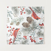 （鳥）ショウジョウコウカンチョウ鳥クリスマスヴィンテージパターン タペストリー (正面(横))