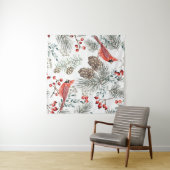 （鳥）ショウジョウコウカンチョウ鳥クリスマスヴィンテージパターン タペストリー (インサイチュ(横))