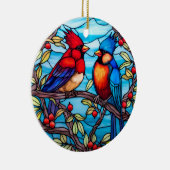 （鳥）ショウジョウコウカンチョウ鳥ステンドグラススタイル セラミックオーナメント (右)