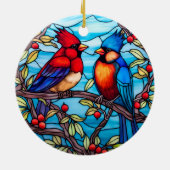 （鳥）ショウジョウコウカンチョウ鳥ステンドグラススタイル セラミックオーナメント (裏面)