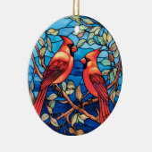 （鳥）ショウジョウコウカンチョウ鳥ステンドグラススタイル セラミックオーナメント (右)