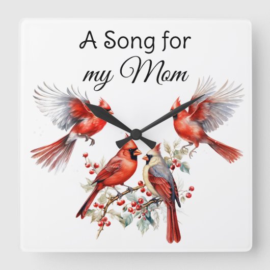 (鳥)ショウジョウコウカンチョウ鳥壁時計 スクエア壁時計 (正面)