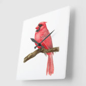 （鳥）ショウジョウコウカンチョウ鳥水彩 スクエア壁時計 (傾斜)