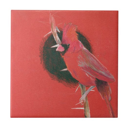 (鳥)ショウジョウコウカンチョウ鳥獣イラストレーションスケッチ赤芽球 タイル (正面)