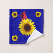 （鳥）ショウジョウコウカンチョウ鳥 – ひまわり バスタオルセット (ウォッシュタオル)