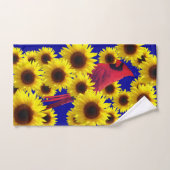 （鳥）ショウジョウコウカンチョウ鳥 – ひまわり バスタオルセット (ハンドタオル)