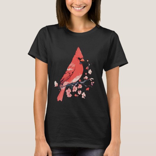 （鳥）ショウジョウコウカンチョウ鳥。自然のルビー。美しいは赤。 Tシャツ (正面)