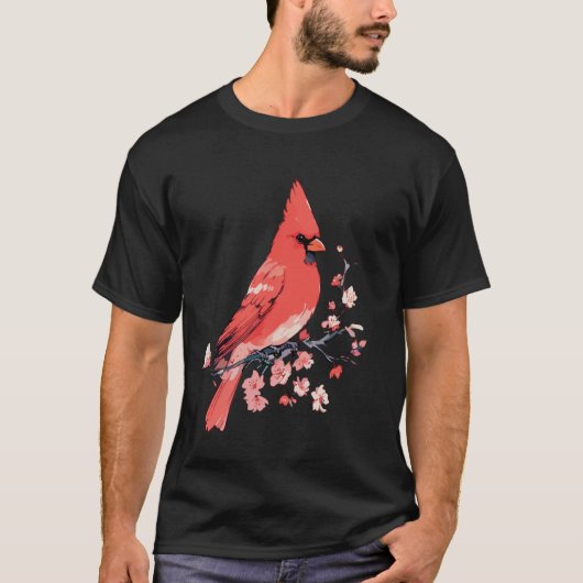 (鳥)ショウジョウコウカンチョウ鳥。自然のルビー。美しいは赤。 Tシャツ (正面)