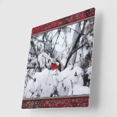 （鳥）ショウジョウコウカンチョウ6216フレームクロック スクエア壁時計 (傾斜)