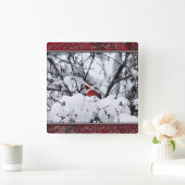 （鳥）ショウジョウコウカンチョウ6216フレームクロック スクエア壁時計 (ホーム)