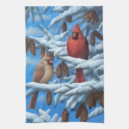 （鳥）ショウジョウコウカンチョウ キッチンタオル (縦)