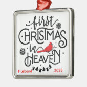 (鳥)ショウジョウコウカンチョウ/パーソナライズされた初めてのクリスマス天国 メタルオーナメント (左)