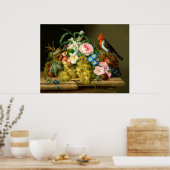 (鳥)ショウジョウコウカンチョウ・フルーツ・花のポスター ポスター (キッチン)