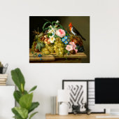 (鳥)ショウジョウコウカンチョウ・フルーツ・花のポスター ポスター (ホームオフィス)