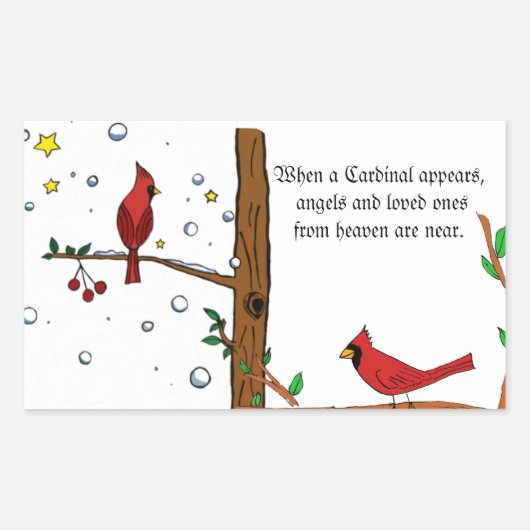 （鳥）ショウジョウコウカンチョウ:天国エンジェル長方形ステッカー 長方形シール (正面)