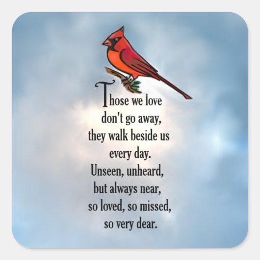 (鳥)ショウジョウコウカンチョウ「愛された」詩 スクエアシール (正面)