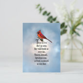 （鳥）ショウジョウコウカンチョウ「愛された」詩 ポストカード (スタンド正面)