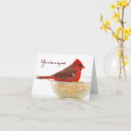 （鳥）ショウジョウコウカンチョウ – 私の心の中に入っている – カー空白のド カード (黄色い花)