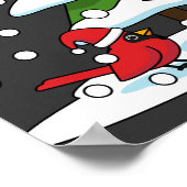 （鳥）ショウジョウコウカンチョウ、雪だるま、松に降る雪 ポスター (角)