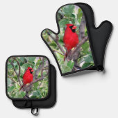 （鳥）ショウジョウコウカンチョウ- Backyard Bird Series - 鍋つかみ&鍋敷きセット (正面/裏面)