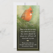 (鳥)ショウジョウコウカンチョウSpruce 4x8最も深い同情カード サンキューカード (裏面)