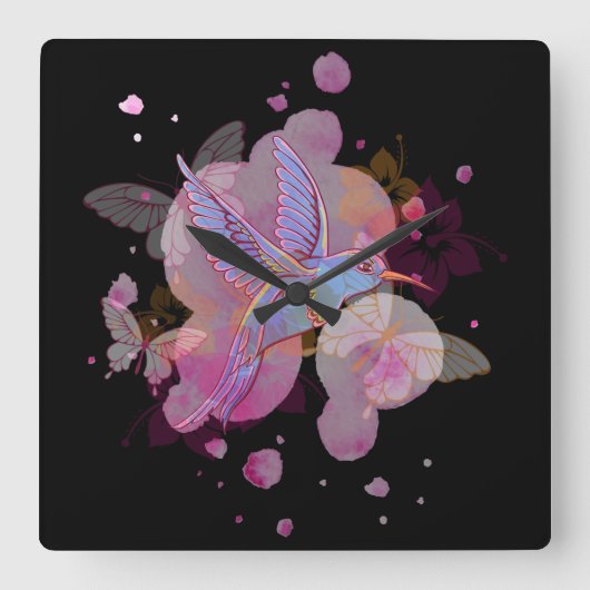  鳥 スクエア壁時計 (正面)