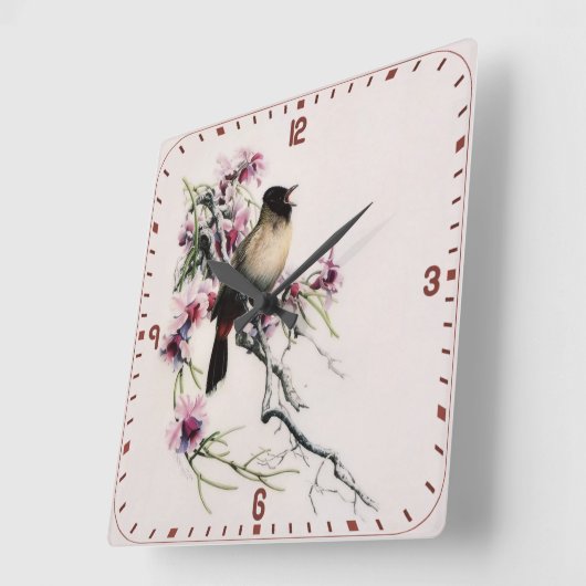 鳥 スクエア壁時計 (傾斜)