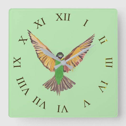 鳥 スクエア壁時計 (正面)