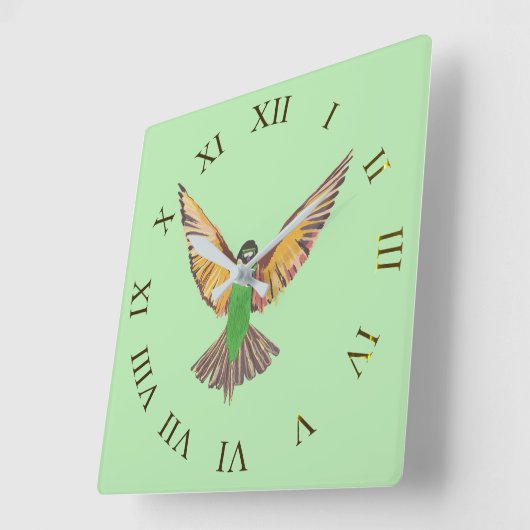 鳥 スクエア壁時計 (傾斜)
