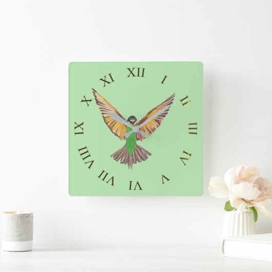 鳥 スクエア壁時計 (ホーム)