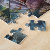 《鳥》ハヤブサが風景の上に舞う ジグソーパズル (側面)