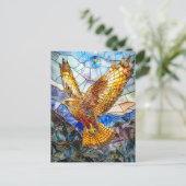 《鳥》ハヤブサが風景の上に舞う ポストカード (スタンド正面)