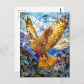 《鳥》ハヤブサが風景の上に舞う ポストカード (正面/裏面)